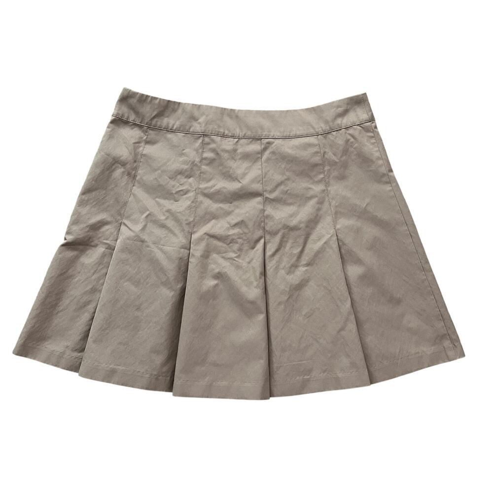 H&M Brown Pleated Mini Skirt Women's US 8 Side Zip A-Line Preppy Tennis Y2K